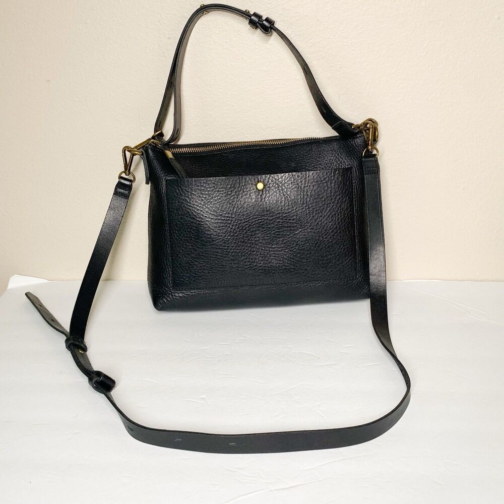 Madewell The Transport Shoulder Crossbody Bag Purse Black Leather NC275